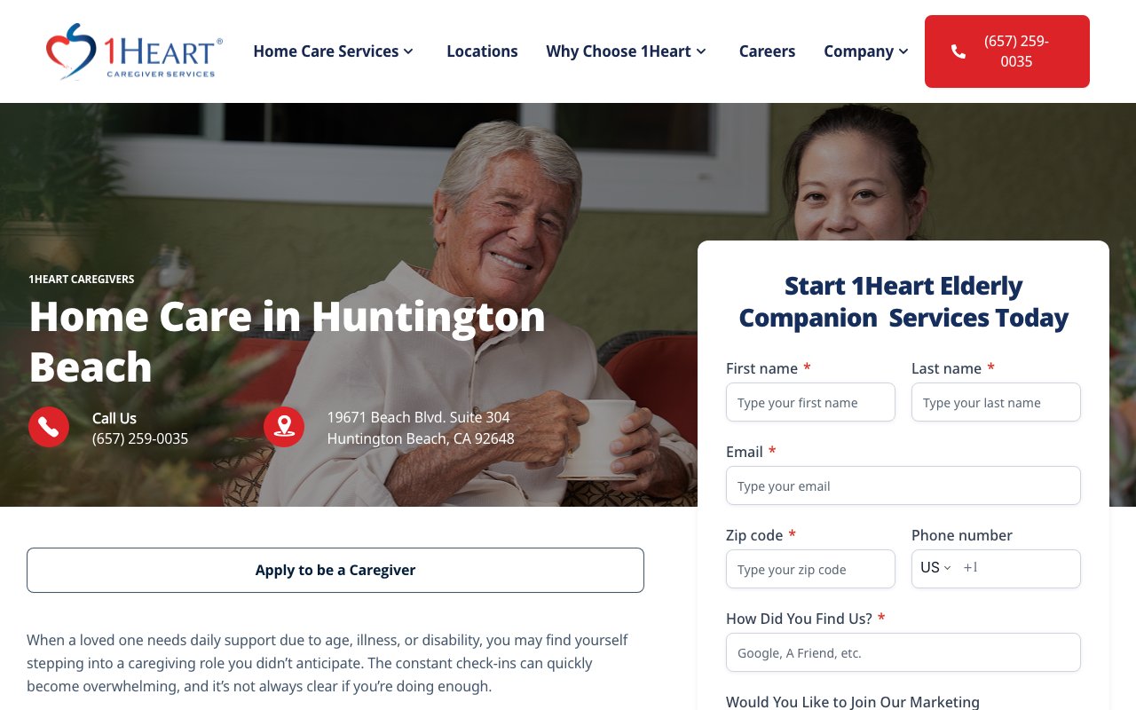 1Heart Caregiver Services - Newport Beach — homepage