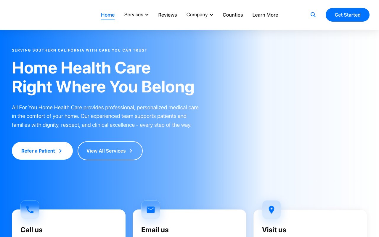 ALL FOR YOU HOME HEALTH CARE — homepage