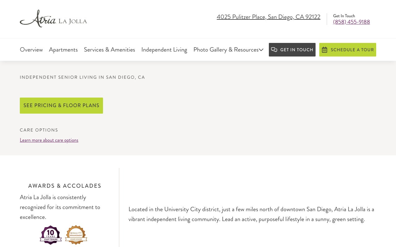 Atria La Jolla — homepage