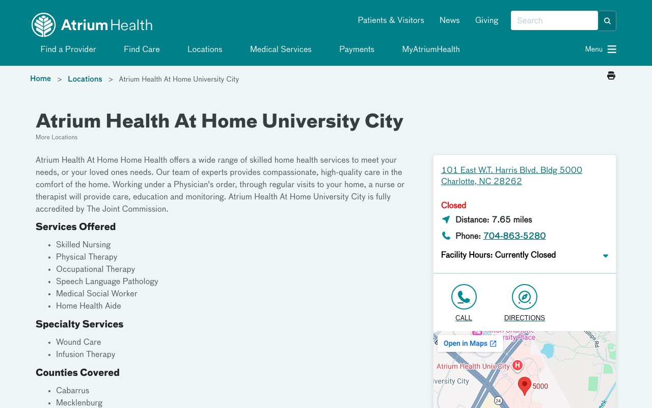 ATRIUM HEALTH AT HOME UNIVERSITY CITY — homepage