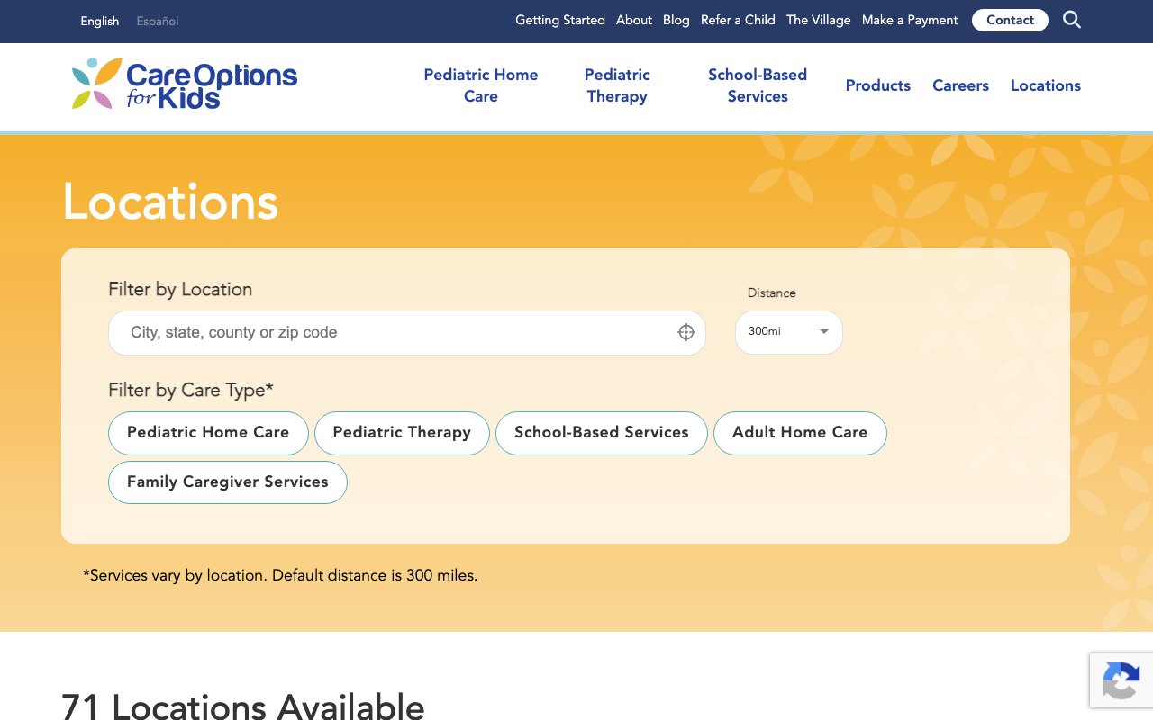 CARE OPTIONS FOR KIDS — homepage