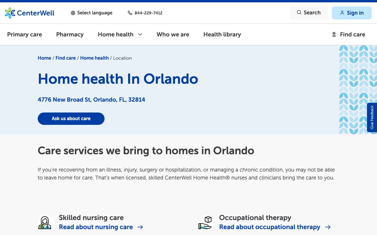 CENTERWELL HOME HEALTH — homepage
