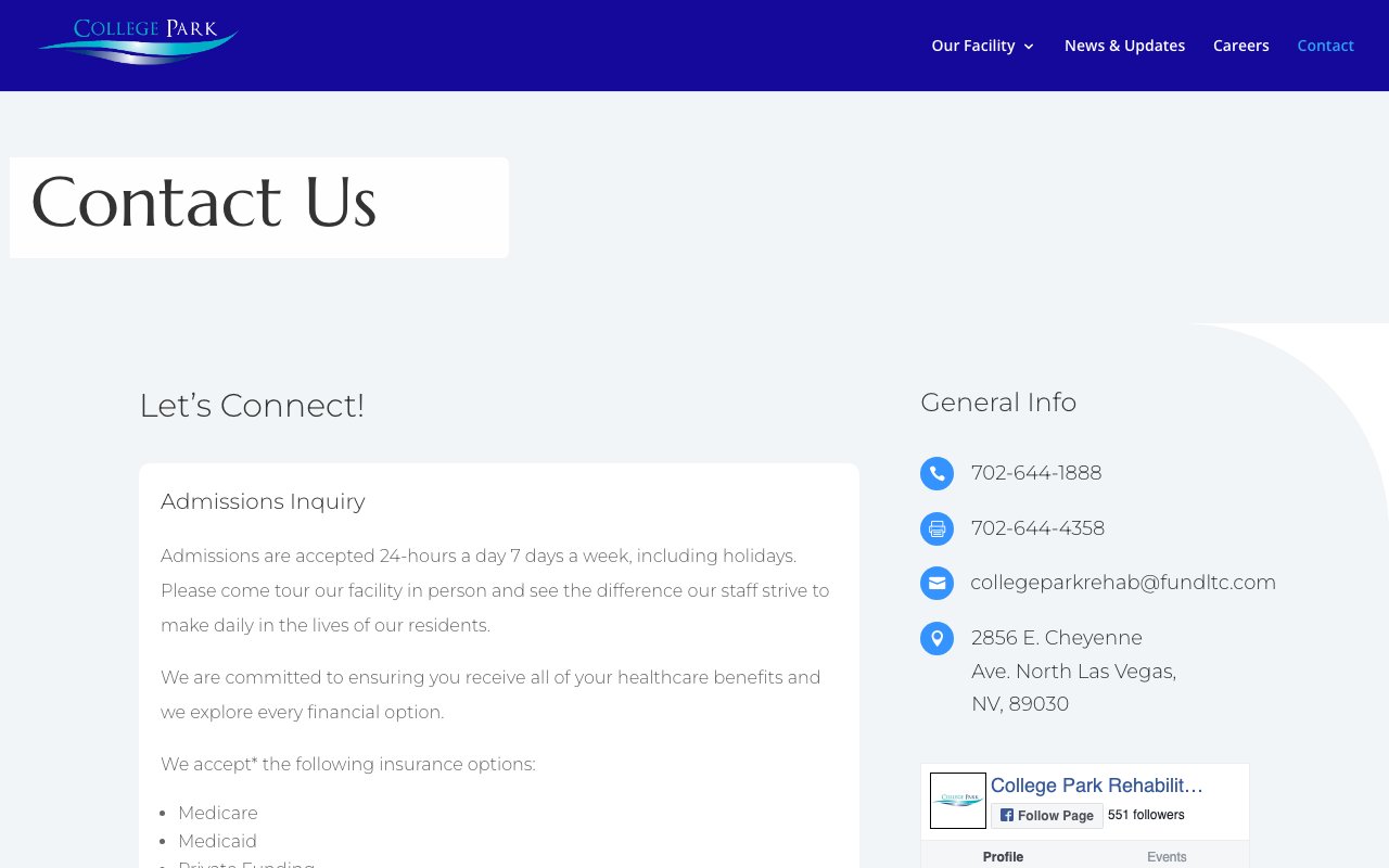 College Park Rehabilitation Center — homepage