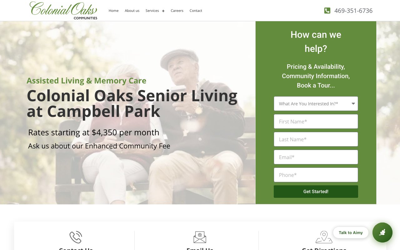 Colonial Oaks Senior Living at Campbell Park — homepage