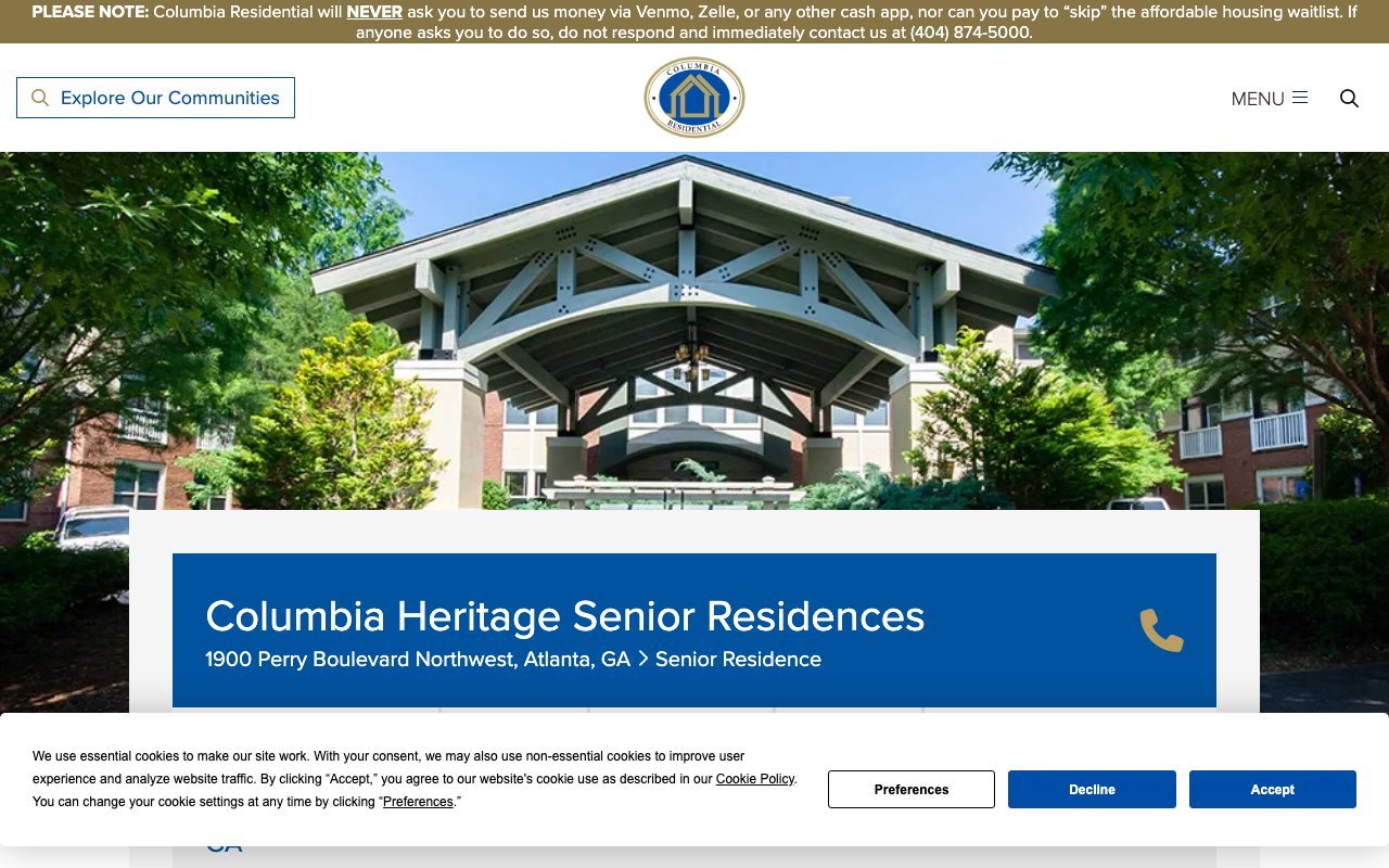 Columbia Heritage Senior Residences — homepage