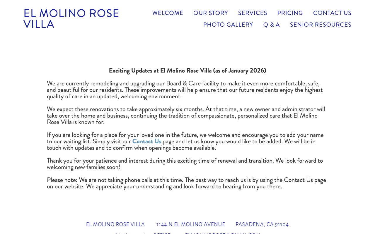 El Molino Rose Villa — homepage