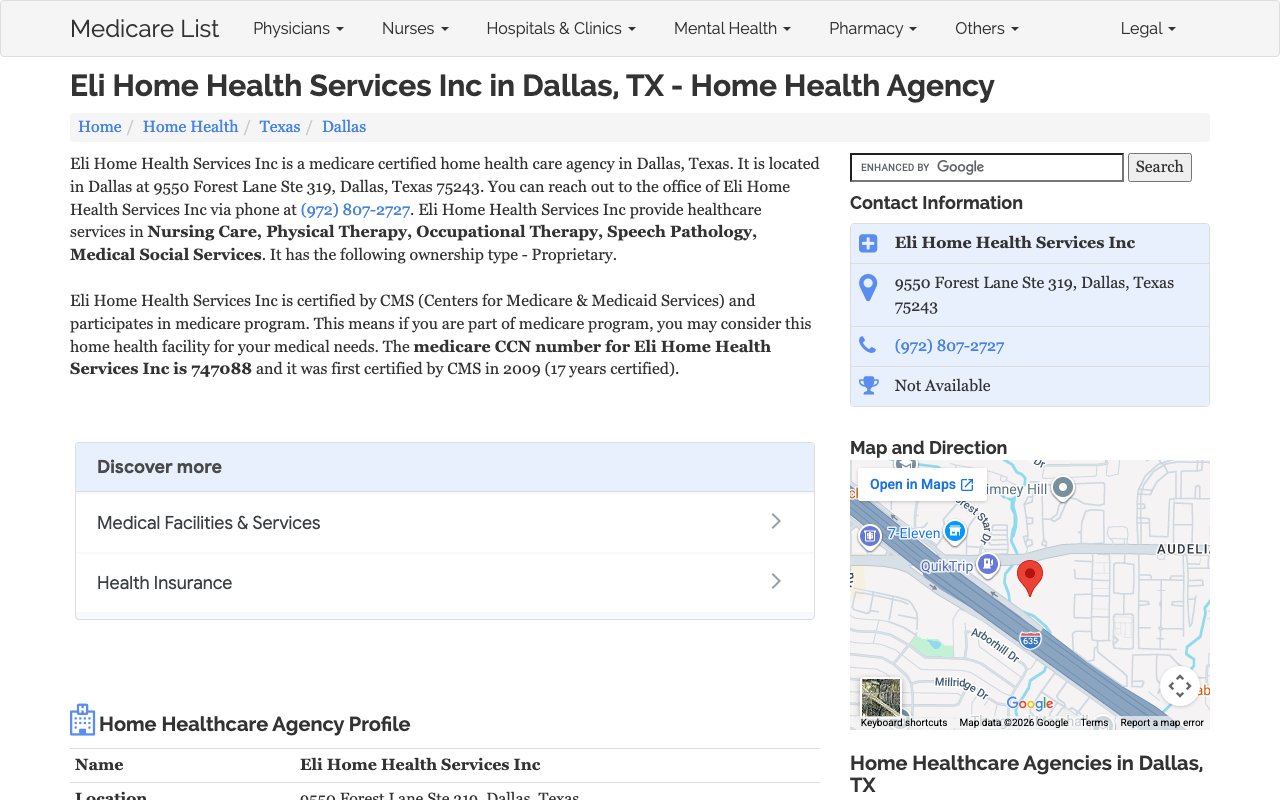 ELI HOME HEALTH SERVICES INC — homepage