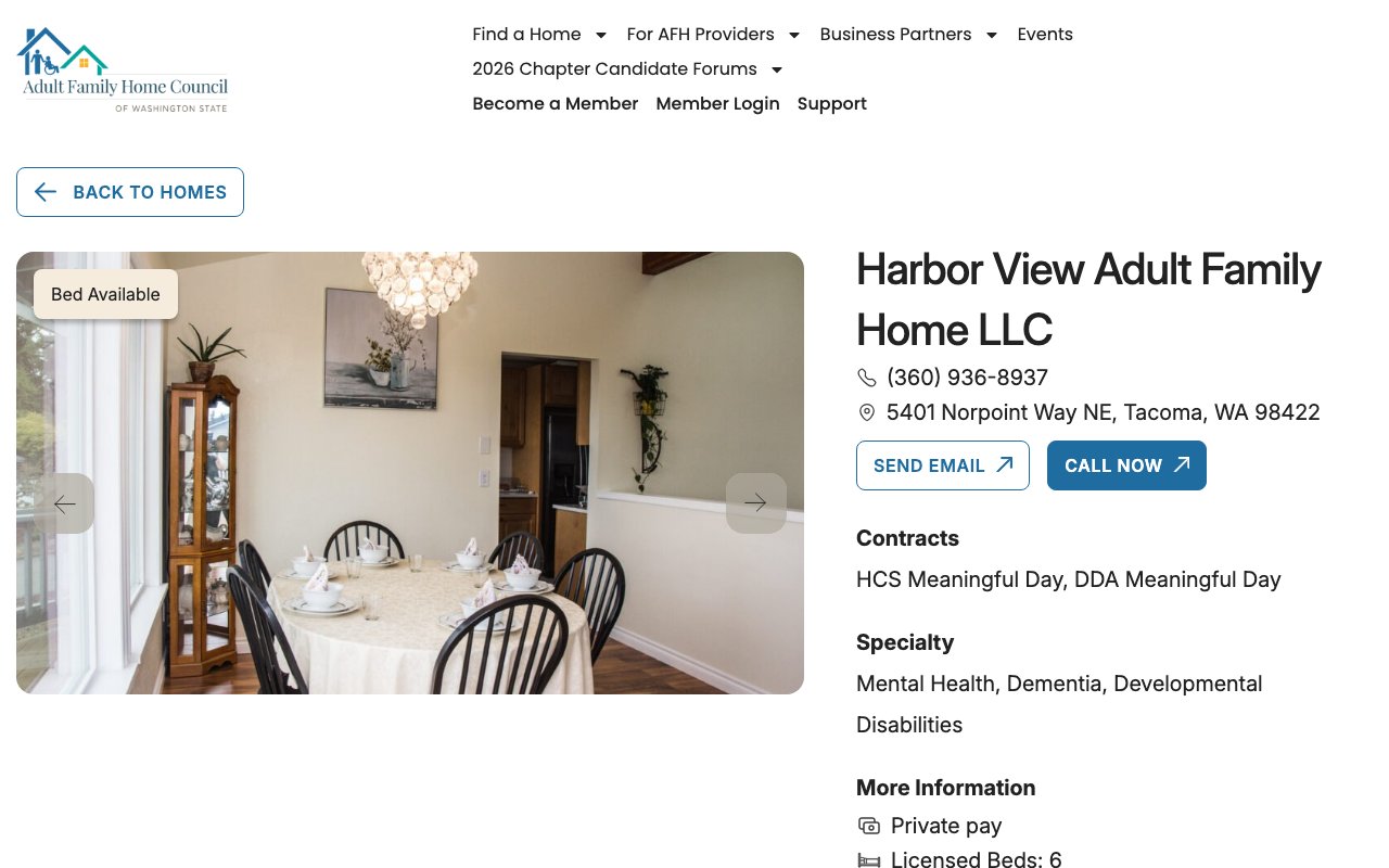 Harbor View Adult Family Home — homepage