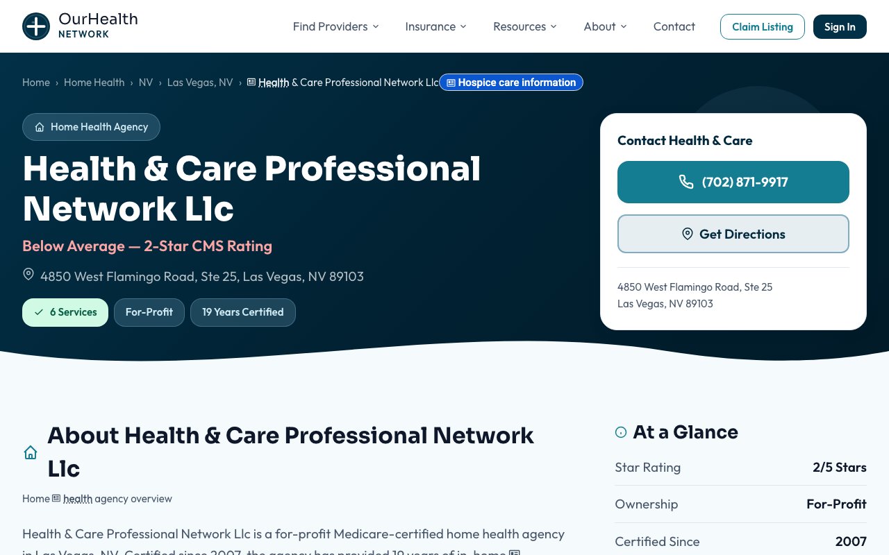 HEALTH & CARE PROFESSIONAL NETWORK LLC — homepage