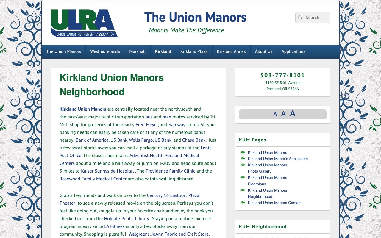 Kirkland Union Manors — homepage
