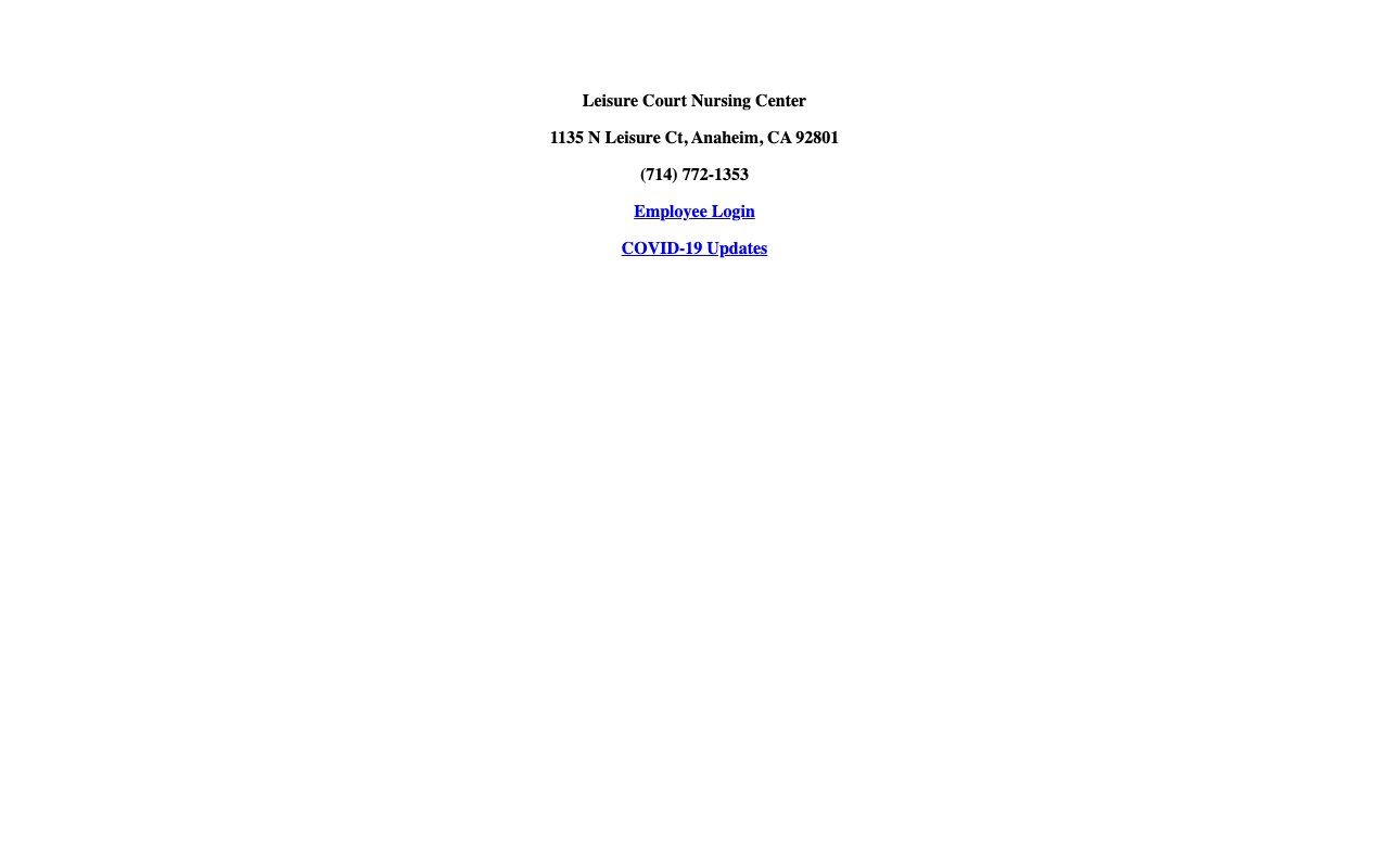 LEISURE COURT NURSING CENTER — homepage