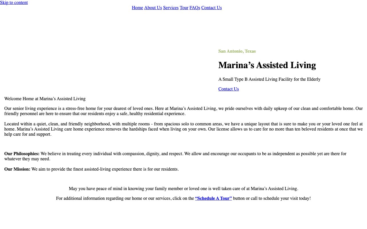 Marina's Assisted Living — homepage