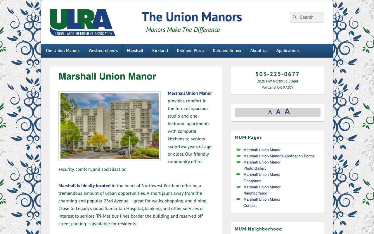 Marshall Union Manor — homepage