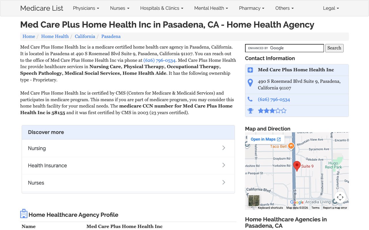 MED CARE PLUS HOME HEALTH INC — homepage
