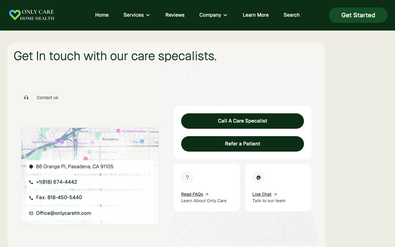 ONLY CARE HOME HEALTH — homepage
