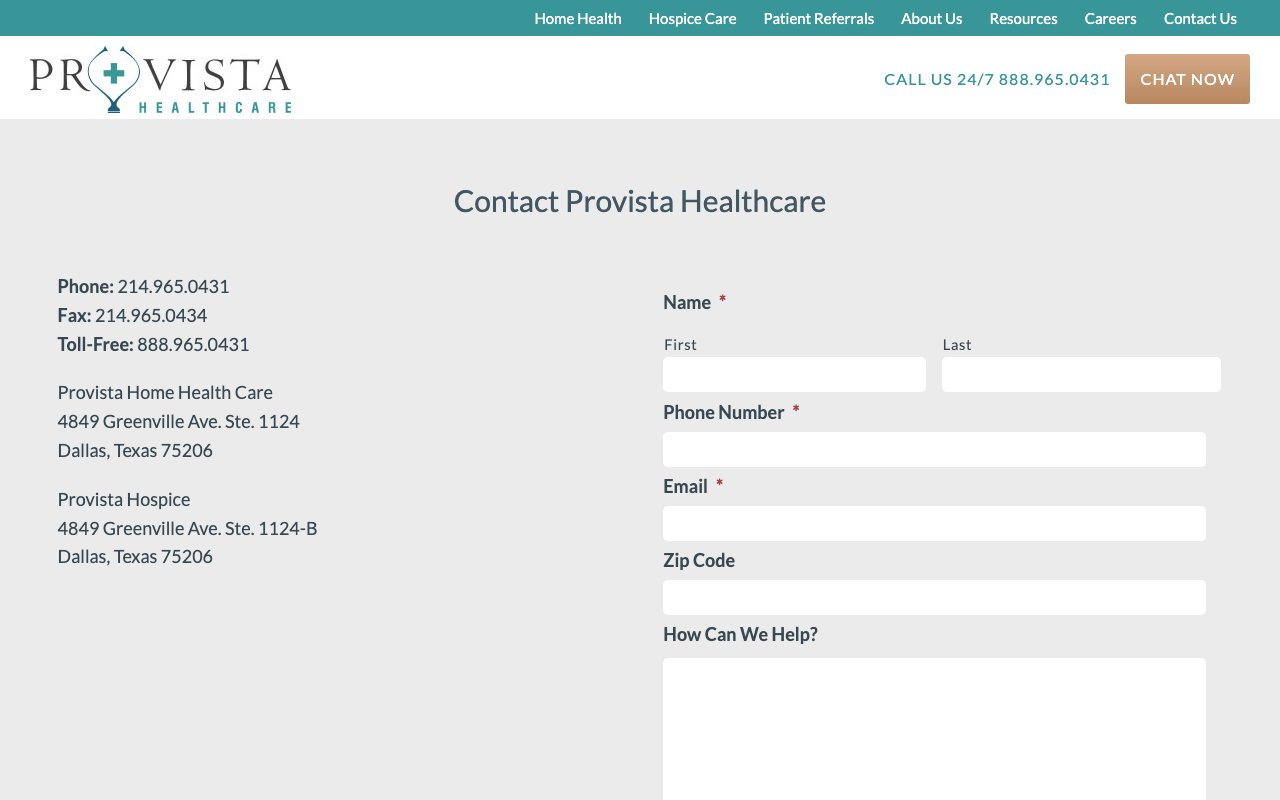 PROVISTA HEALTHCARE — homepage