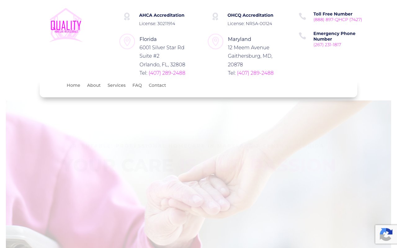 Quality Home Care Professionals — homepage