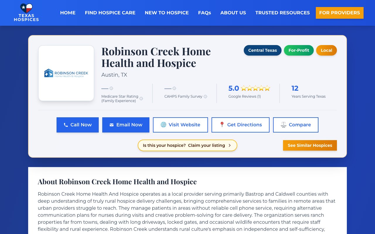 ROBINSON CREEK HOME HEALTH AND HOSPICE — homepage