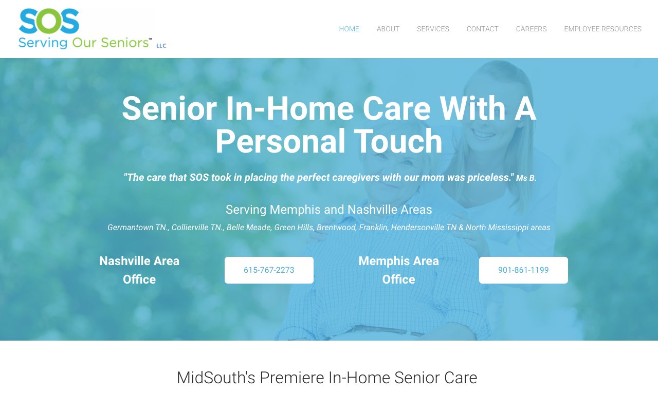 SOS, Serving Our Seniors — homepage