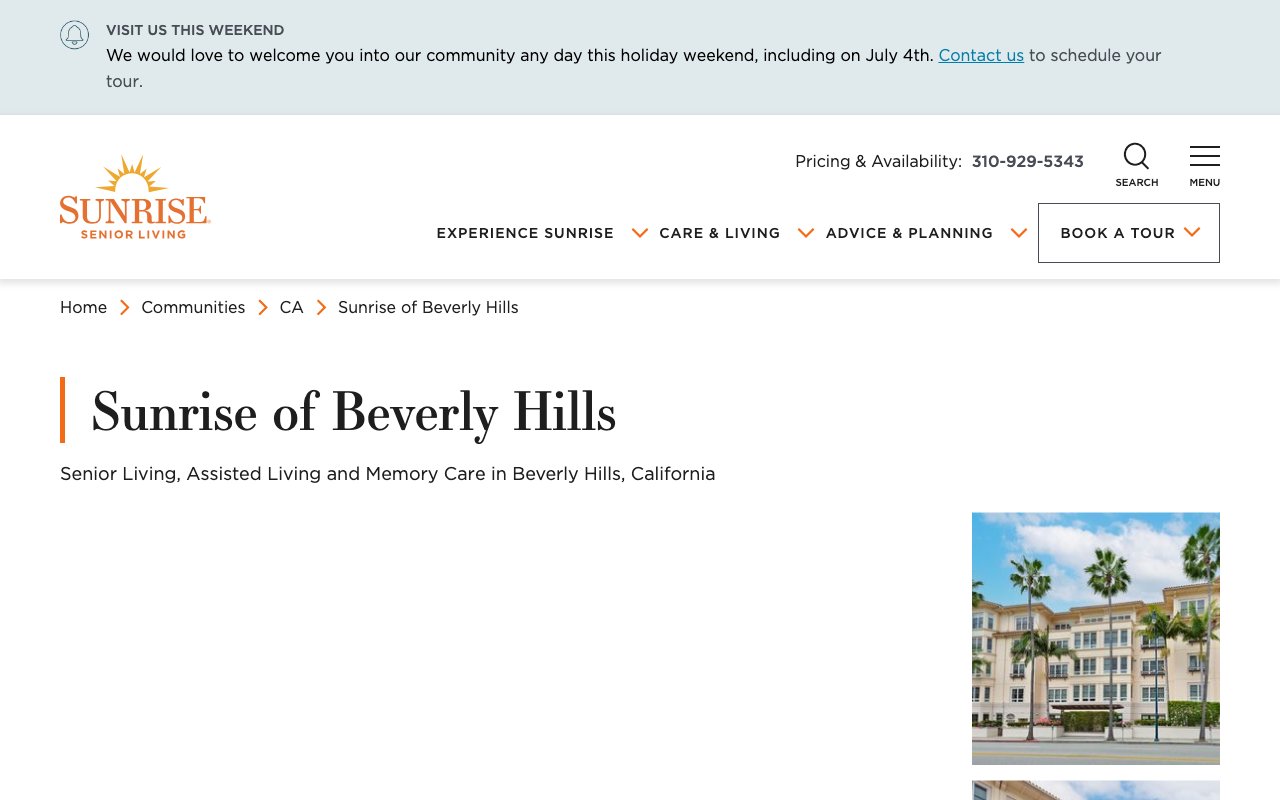 Sunrise of Beverly Hills — homepage