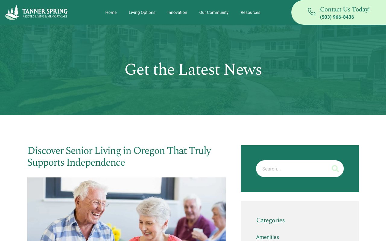 Tanner Spring Senior Living — homepage