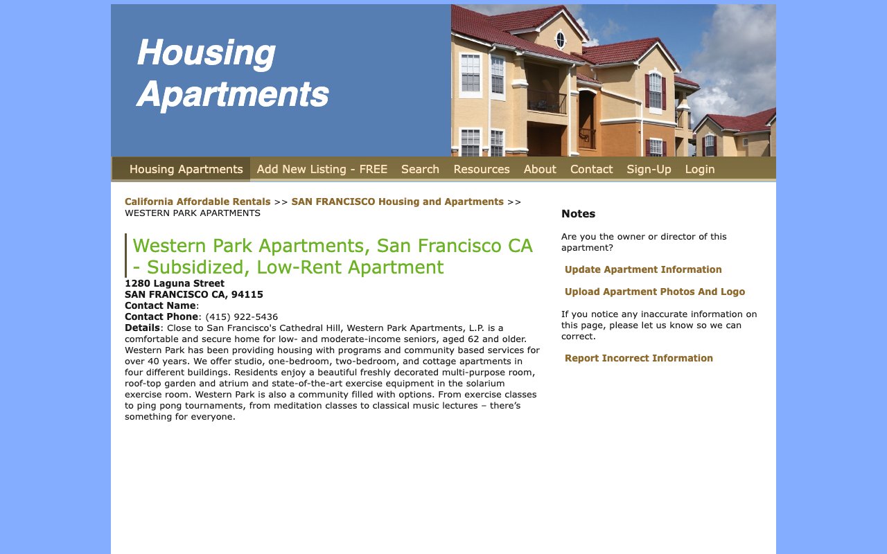 Western Park Apartments — homepage
